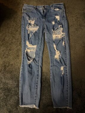 Cello Distressed Medium Blue Skinny Jeans